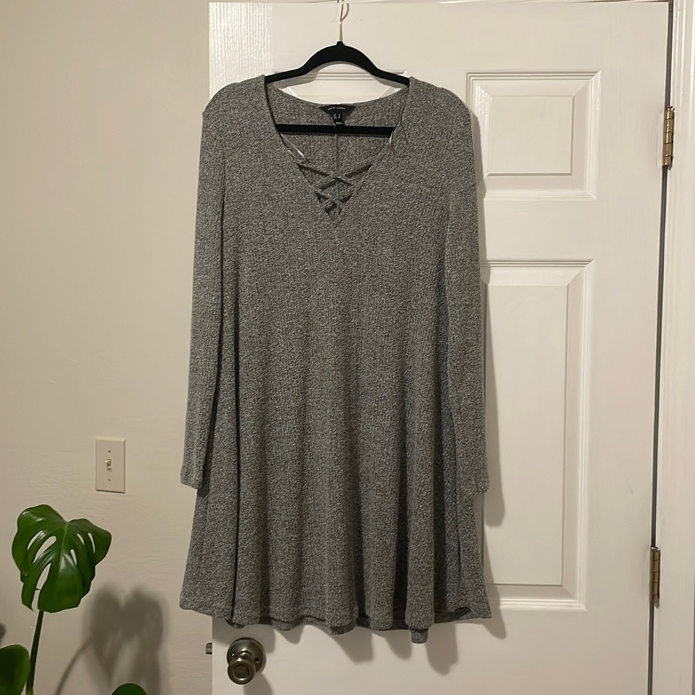 New Look Grey Sweater Dress, Size 14